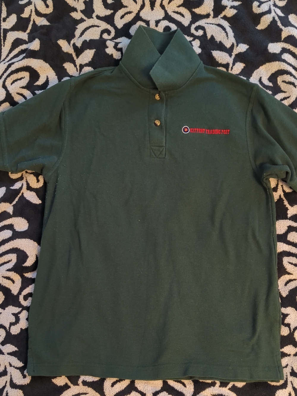 Forest Green Short-Sleeve Polo Shirt with Embroidered Logo
